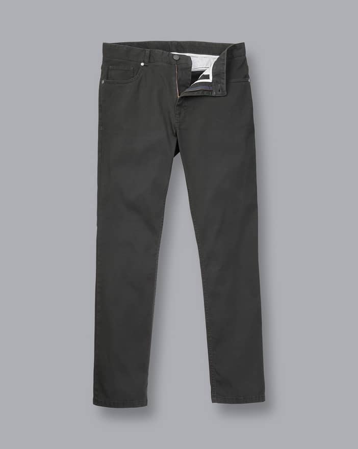 Textured Washed 5 Pocket Pants - Charcoal Grey