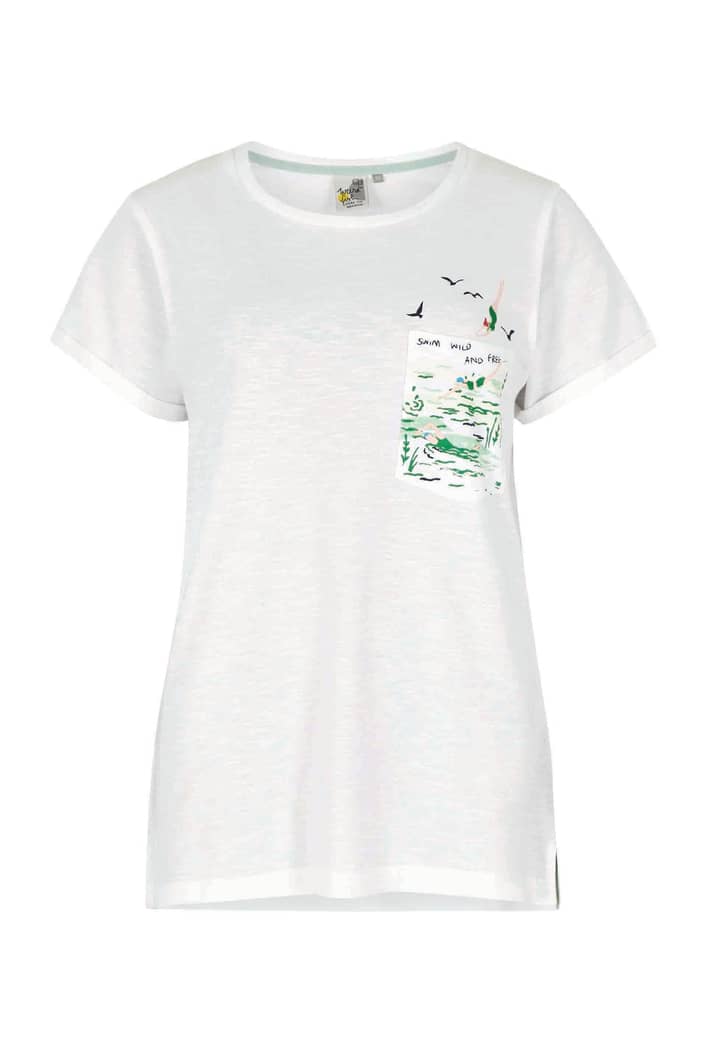 Wild Swimmers Organic Cotton T-Shirt White Size 10 | Weird Fish