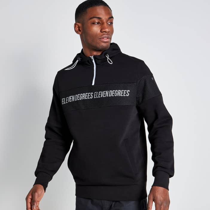 Mesh Overlay Quarter Zip Hoodie 11 Degrees