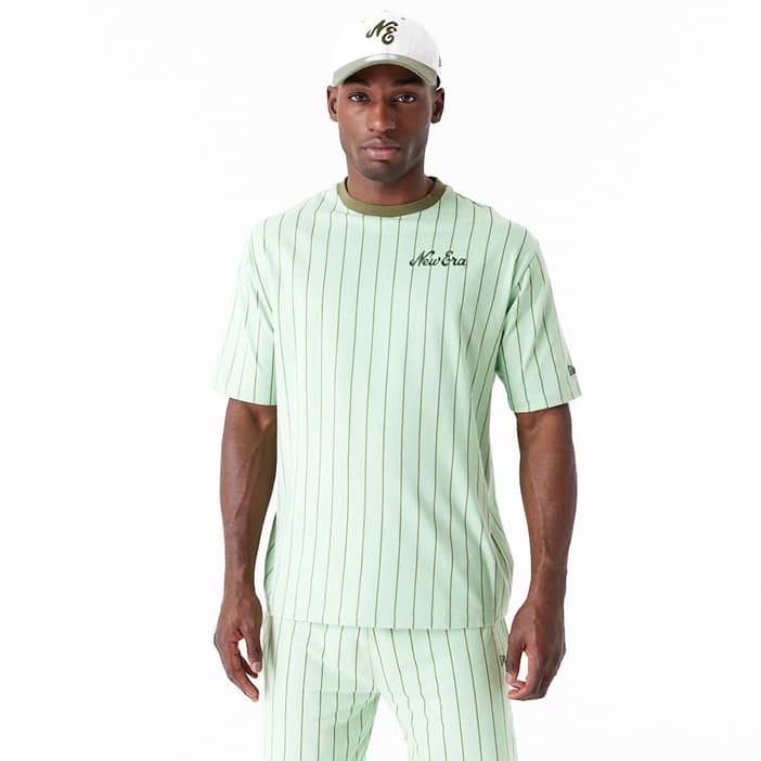 Pinstripe Bright Green Oversized T-Shirt adult unisex Green | new era