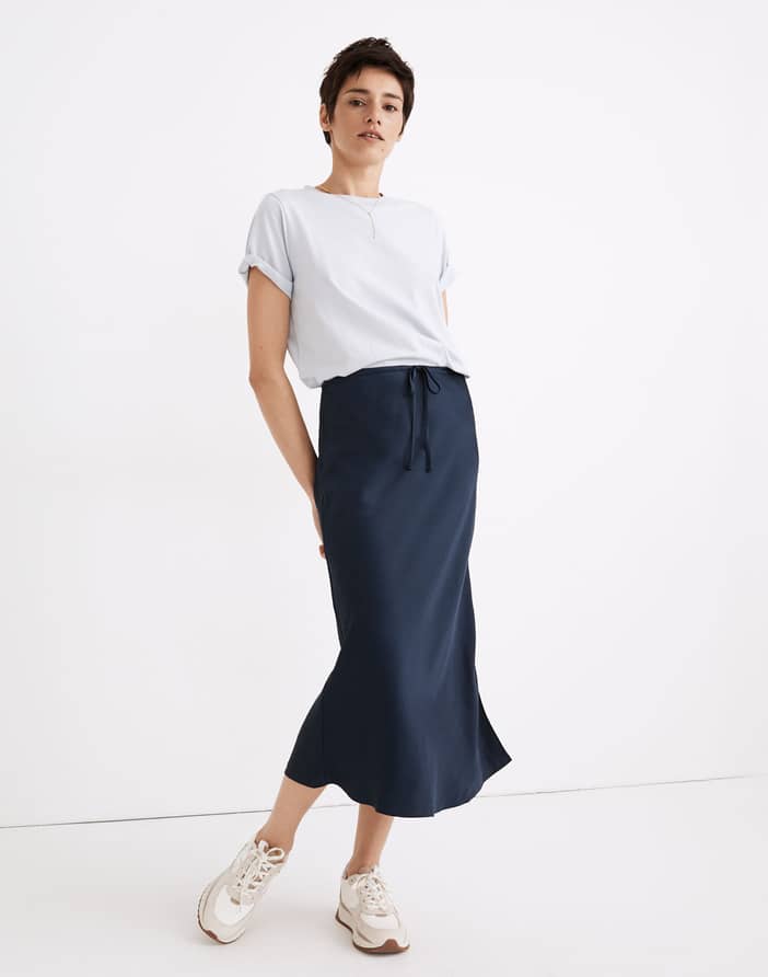 Satin midi 2024 slip skirt madewell