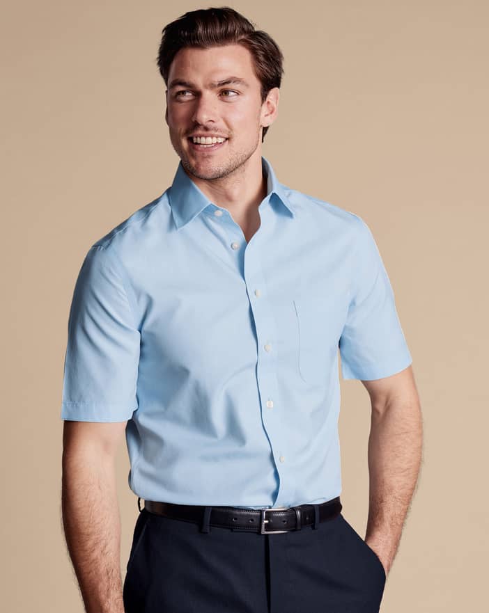 Men's Charles Tyrwhitt Non-Iron Poplin Short-Sleeve Dress Shirt | Charles Tyrwhitt