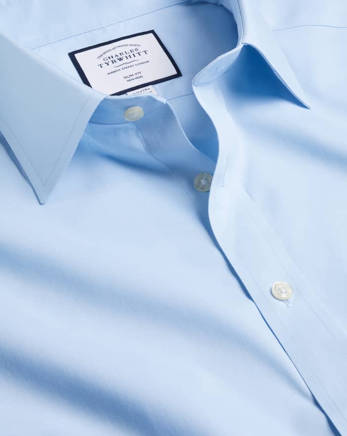 Men's Charles Tyrwhitt Blue Non-Iron Poplin Dress Shirt | Charles Tyrwhitt