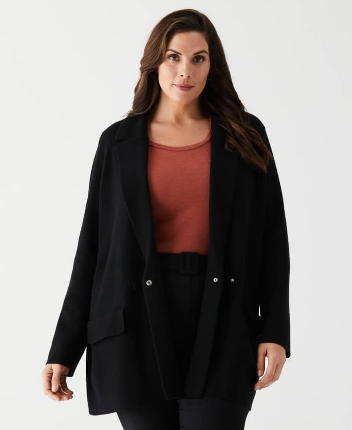 Women's Plus Size Relaxed Sweater Blazer | Ella by Rafaella