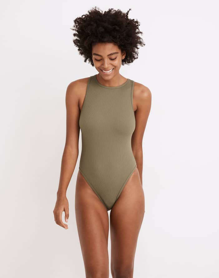 Second Wave Ribbed Cutout-Back One-Piece Swimsuit | Madewell