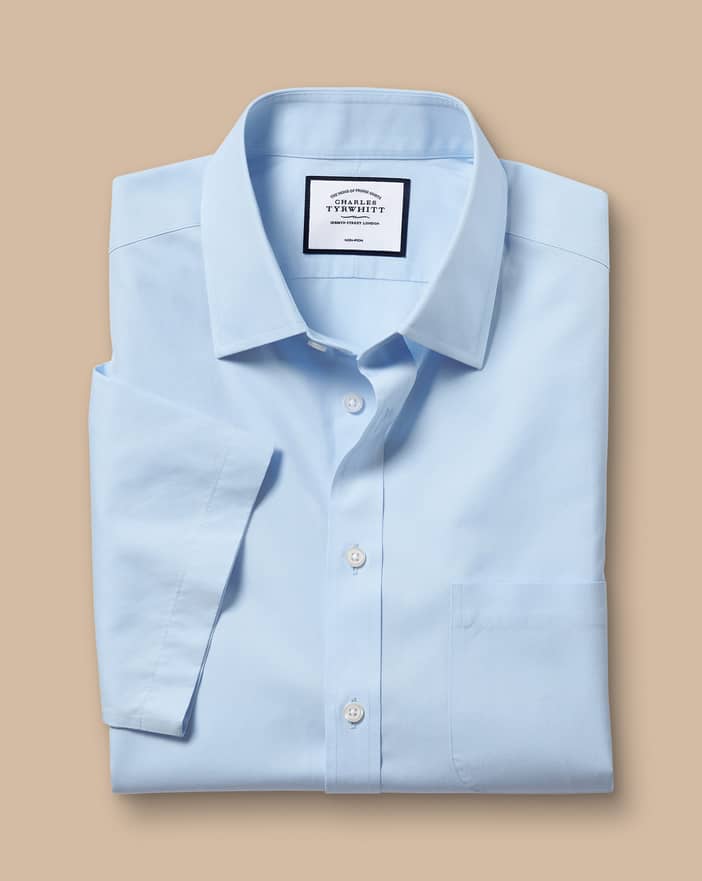 Men's Charles Tyrwhitt Non-Iron Poplin Short-Sleeve Dress Shirt | Charles Tyrwhitt