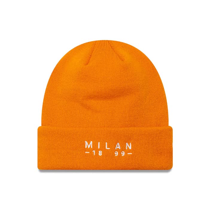 AC Milan Seasonal Wordmark Orange Cuff Knit Beanie Hat newera adult unisex Orange newera adult unisex Orange newera adult unisex Orange newera adult u | new era