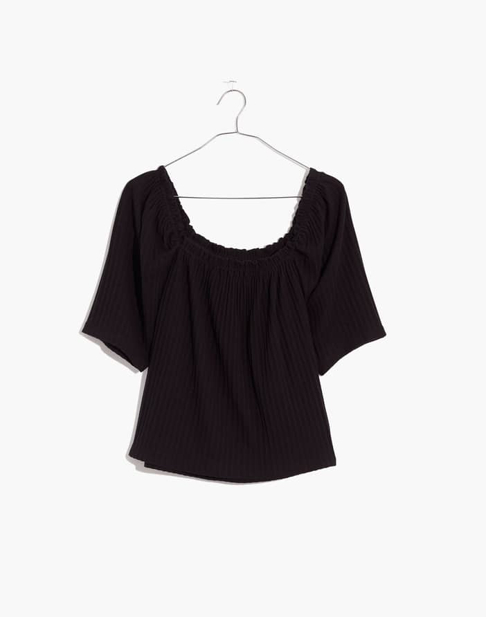 Knit pointelle hot sale peasant top