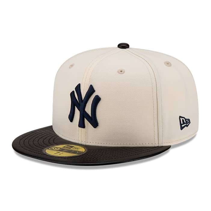 New York Yankees Leather Visor Chome White 59FIFTY Fitted Cap newera ...