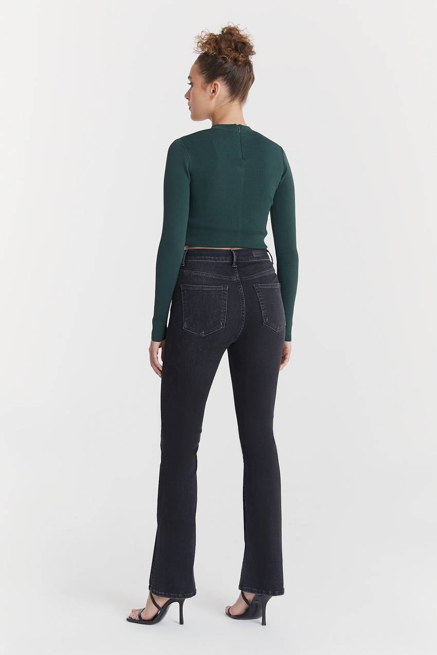 Green High-Rise Flare Jeans