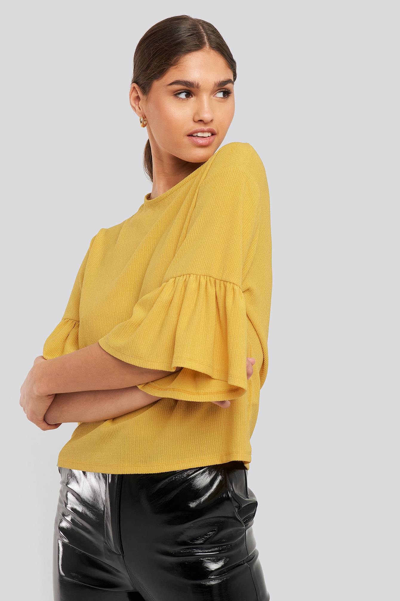 yellow frill sleeve top